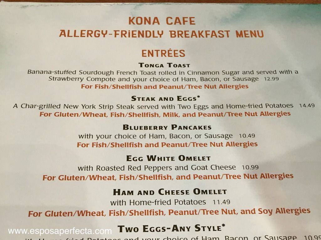 Menu sin gluten en Disney