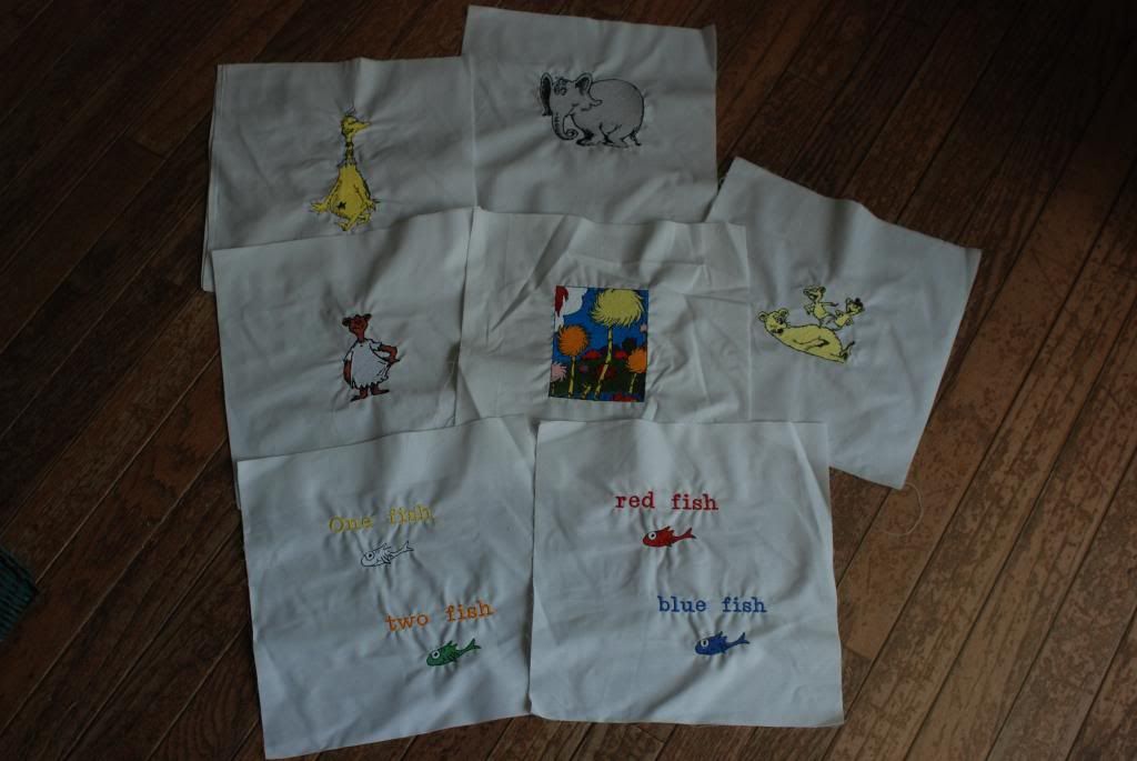 **Reduced** Dr Seuss 10" embroidered quilting squares **Reduced** Dr Seuss 10" embroidered quilting squares