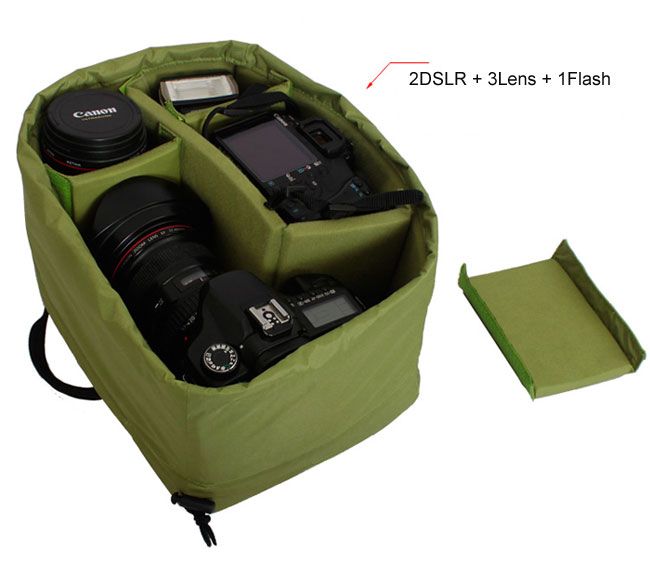 Camera Partition Padded Case Insert Divider Bag For 1 Camera +5 Lens