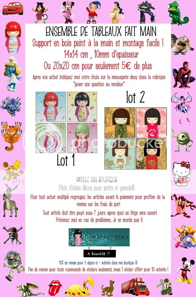   4 TABLEAUX / CADRES CHAMBRE KIMMIDOLL ET JUNIOR ENFANT