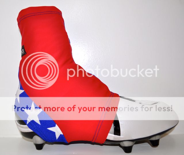  Star Cleat Covers Red Royal Blue w White Stars Football Spats Cover 