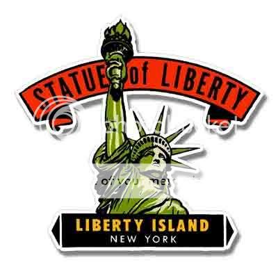 New York City Statue of Liberty Vintage Style Travel Decal Vinyl Luggage Sticker