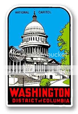 Washington D.C. Vintage Style Travel Decal / Vinyl Sticker, Luggage ...