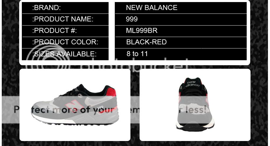 ML999BR] NEW BALANCE 999 MENS BLACK RED SIZES 8 TO 11  
