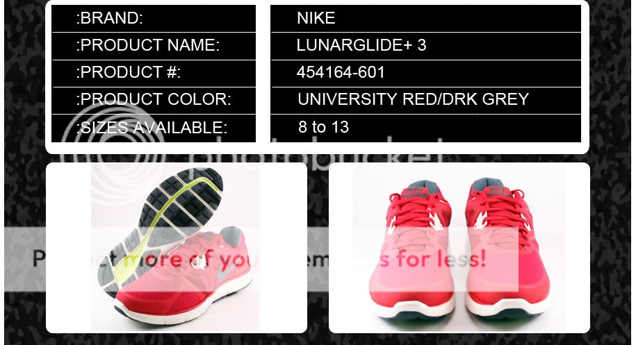 454164 601] NIKE LUNARGLIDE+ 3 MENS UNIVERSITY RED/DRK GREY SIZES 8 