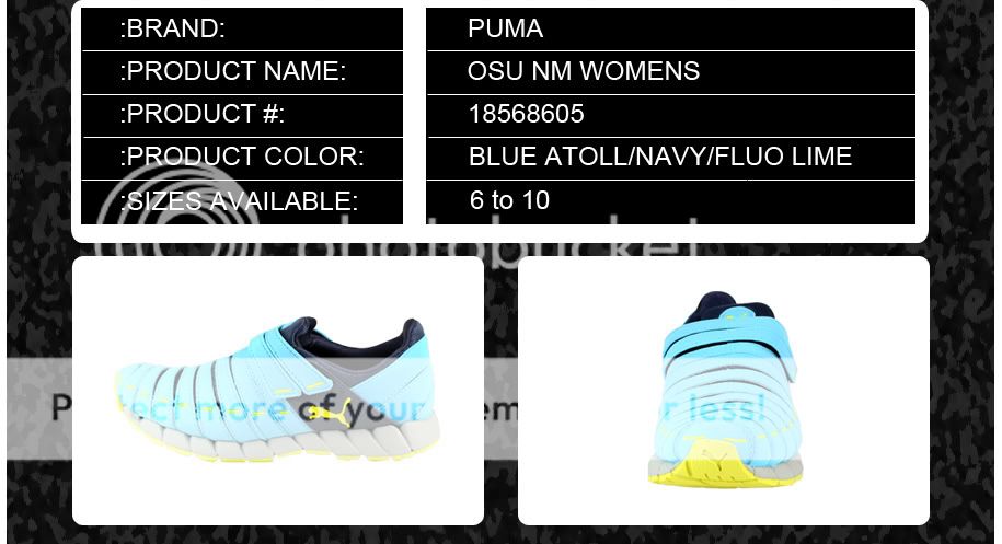 18568605] PUMA OSU NM WOMENS BLUE ATOLL/NAVY/FLUO LIME SIZES 6 TO 10 