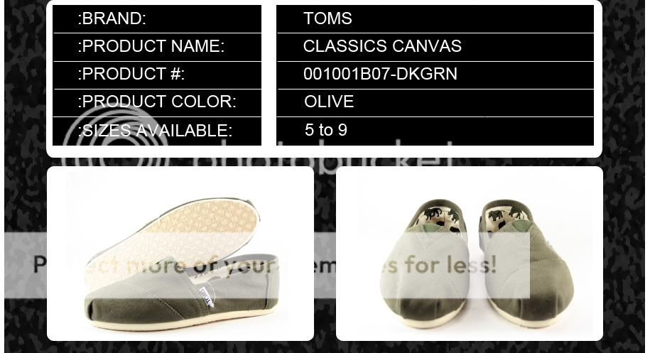 001001B07 DKGRN] TOMS CLASSIC CANVAS WOMEN OLIVE SIZES 5 to 9 NIB 