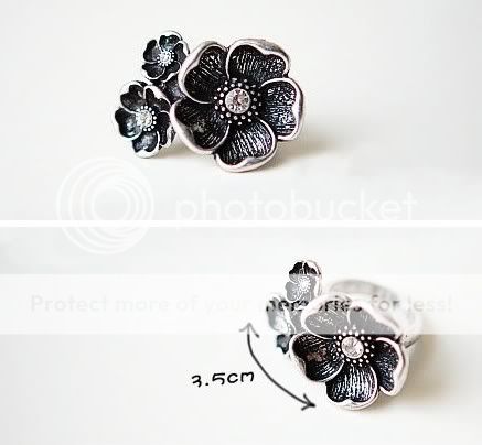 Elegant Retro Silver Style Marquise Large Rhinestone Adjustable Ring r 