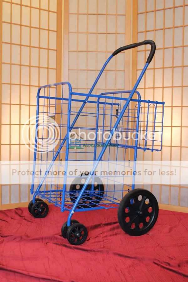  Folding Shopping Cart Swivel Rotating Wheels Extra Basket Laundry