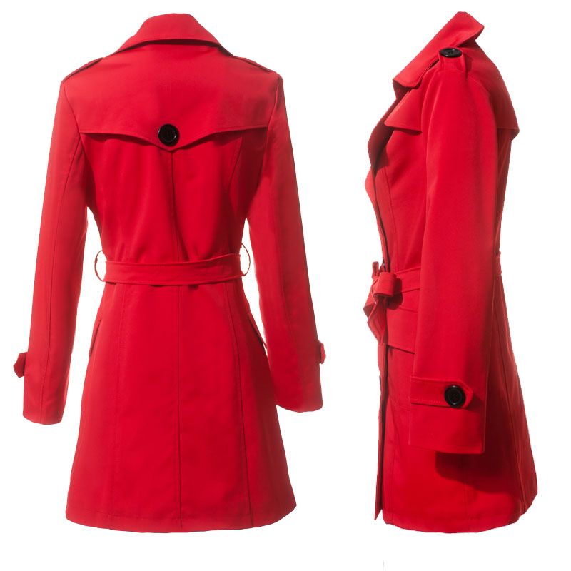 Women's Slim Double-breastd Luxury Spring Fall Long Trench Coat Jacket ...