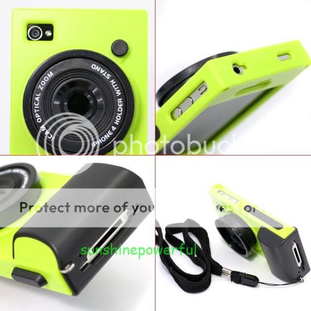 Green iCam Simulation Camera Case Cover for iPhone 4 4S 4G  