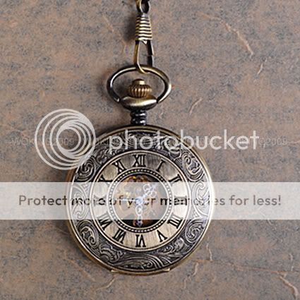 Engraved Roman Brass Pattern Men Mechanical Pocket Watch MW03  